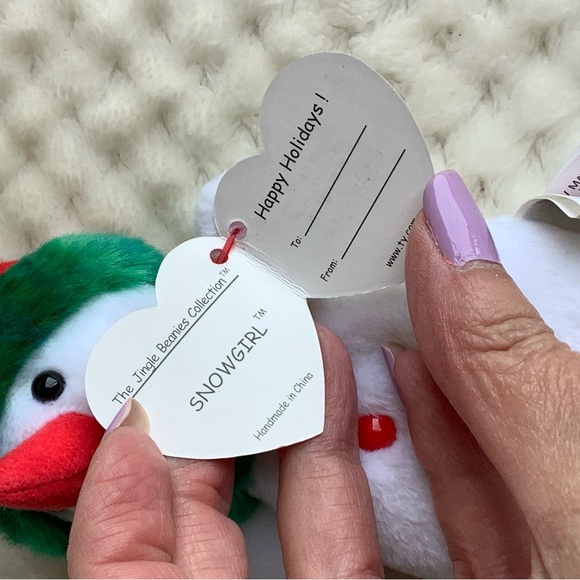 Ty Jingle Beanies Collection Snowgirl Plush Ornament Stuffed Animal Toy w Tags - Picture 8 of 16